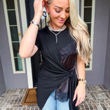 Fashion District Wrap Top - Black