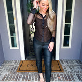 Sweet Mystery Metallic Mesh Top