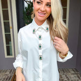 Crystal Eve Emerald Stone Blouse