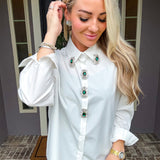 Crystal Eve Emerald Stone Blouse