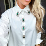Crystal Eve Emerald Stone Blouse