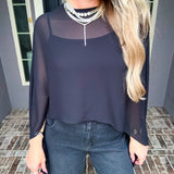 Chiffon Dream Sheer Cape Top