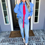 Style Executive Oversized Tie Blouse