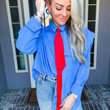 Style Executive Oversized Tie Blouse