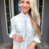 Ice Queen Feather Tie Blouse