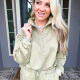 Everyday Glam Half Zip Suede Jacket