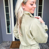 Everyday Glam Half Zip Suede Jacket