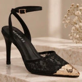 Couture Step Gold Tip Pump - Black