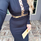 Bombshell Effect Gold Detail Dress