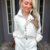Elevated Casual Gold Detail Jacket