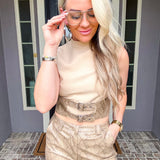 Snake Charmer Snakeskin Belted Top