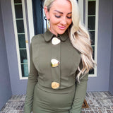 Chic Lifestyle Gold Detail Olive Top