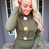 Chic Lifestyle Gold Detail Olive Top