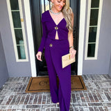 Plum Affair Gold Detail Skirt Pant