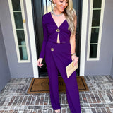 Plum Affair Gold Detail Skirt Pant