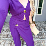 Plum Affair Gold Detail Skirt Pant