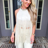 Center Of Attention Fringe Top - Ivory