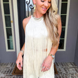 Center Of Attention Fringe Top - Ivory