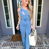 Denim Desire One Shoulder Jumpsuit
