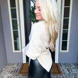 Casual Glam Asymmetrical Batwing Turtleneck - Beige