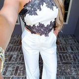 Haute Contrast Lace Trim Pants