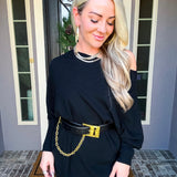 Onyx Belted Off Shoulder Top