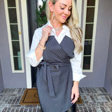 City Crush Pinstripe Wrap Blouse