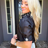Midnight Diamonds Jeweled Blouse