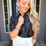 Midnight Diamonds Jeweled Blouse