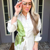 Tropic Muse Palm Tie Back Blouse