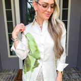 Tropic Muse Palm Tie Back Blouse