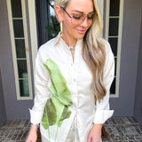 Tropic Muse Palm Tie Back Blouse