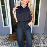 Black Label Satin Bubble Top