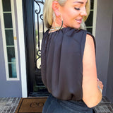Black Label Satin Bubble Top