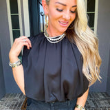 Black Label Satin Bubble Top