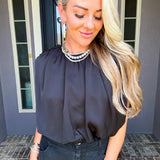 Black Label Satin Bubble Top