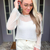 Coastal Ease Open Knit Top - Cream