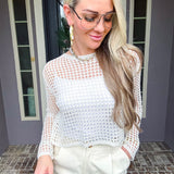 Coastal Ease Open Knit Top - Cream