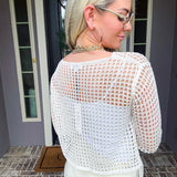 Coastal Ease Open Knit Top - Cream