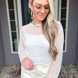 Coastal Ease Open Knit Top - Cream