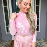 Pink Petal Whisper Mesh Top