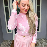 Pink Petal Whisper Mesh Top