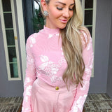 Pink Petal Whisper Mesh Top