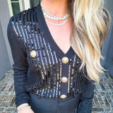 Rich Behavior Sequin Cardigan