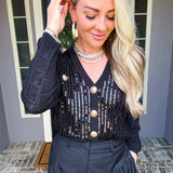 Rich Behavior Sequin Cardigan