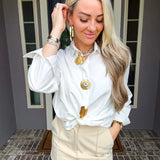 Espresso & Ambition Gold Detail Gold Blouse