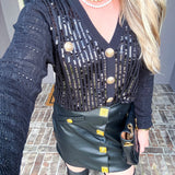 Onyx Empire Gold Button Skirt