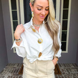 Espresso & Ambition Gold Detail Gold Blouse