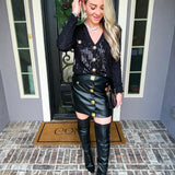 Onyx Empire Gold Button Skirt