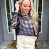 Coastal Ease Open Knit Top - Black